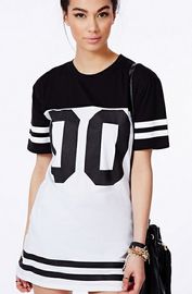 Fashion Women Longline Loose Long T Shirt Baseball Dress With Printed