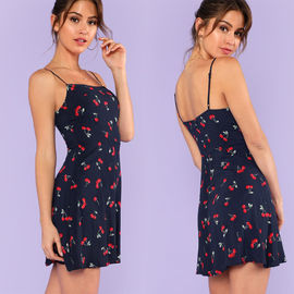 Fashion women's sweet mini slim fit dress with cherry printing