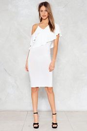 Dongguan Women Clothing Elegant Spaghetti Strap White Bodycon Midi Dress Sexy Ladies