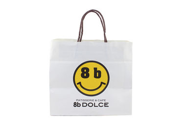 Customized White Kraft Paper Bags With Handles , Recycled Kraft Paper Gift Boxes