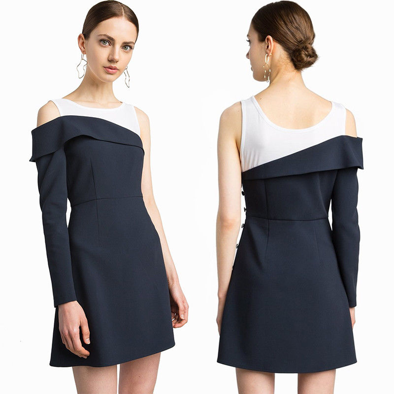 New Design High Quality Mercer Tank Navy One Shoulder Blazer Classic Style Dress for Women